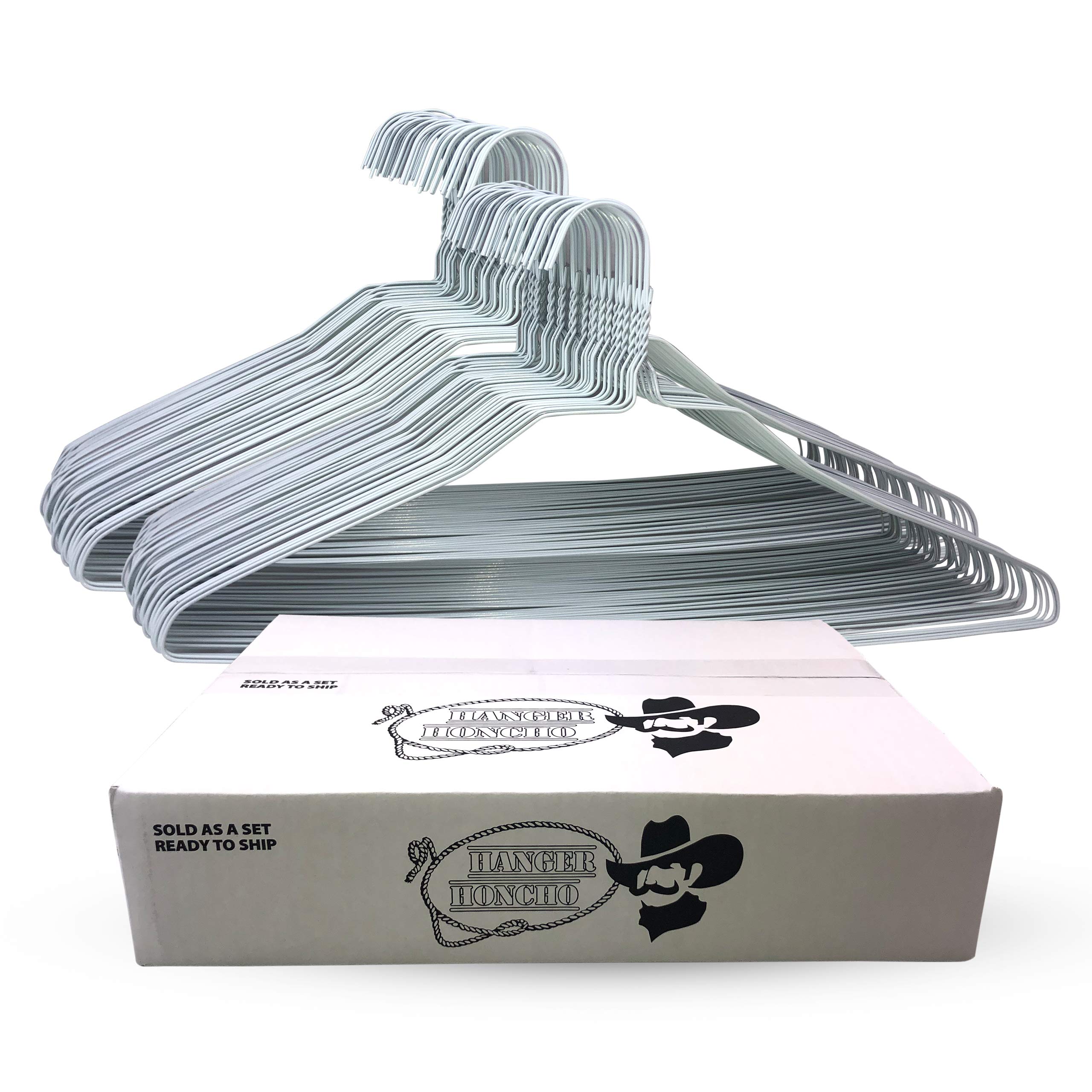 200 Wire Hangers - White Metal Hangers in Bulk - 18 Inch Thin Standard Dry Cleaner Coated Steel