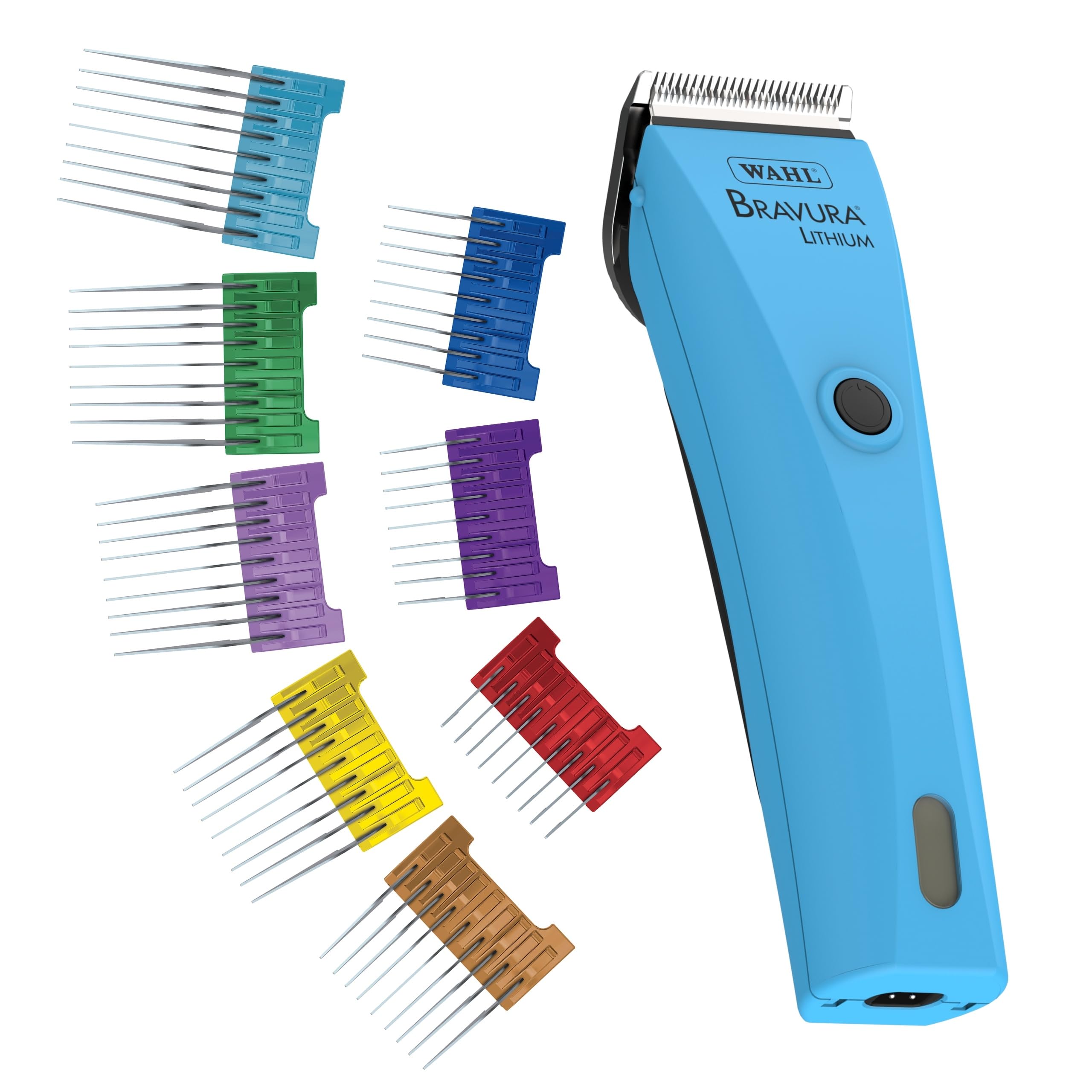 Wahl Professional Animal Bravura Cordless Clipper Kit Turquoise with Stainless Steel Attachment Guide Comb Set