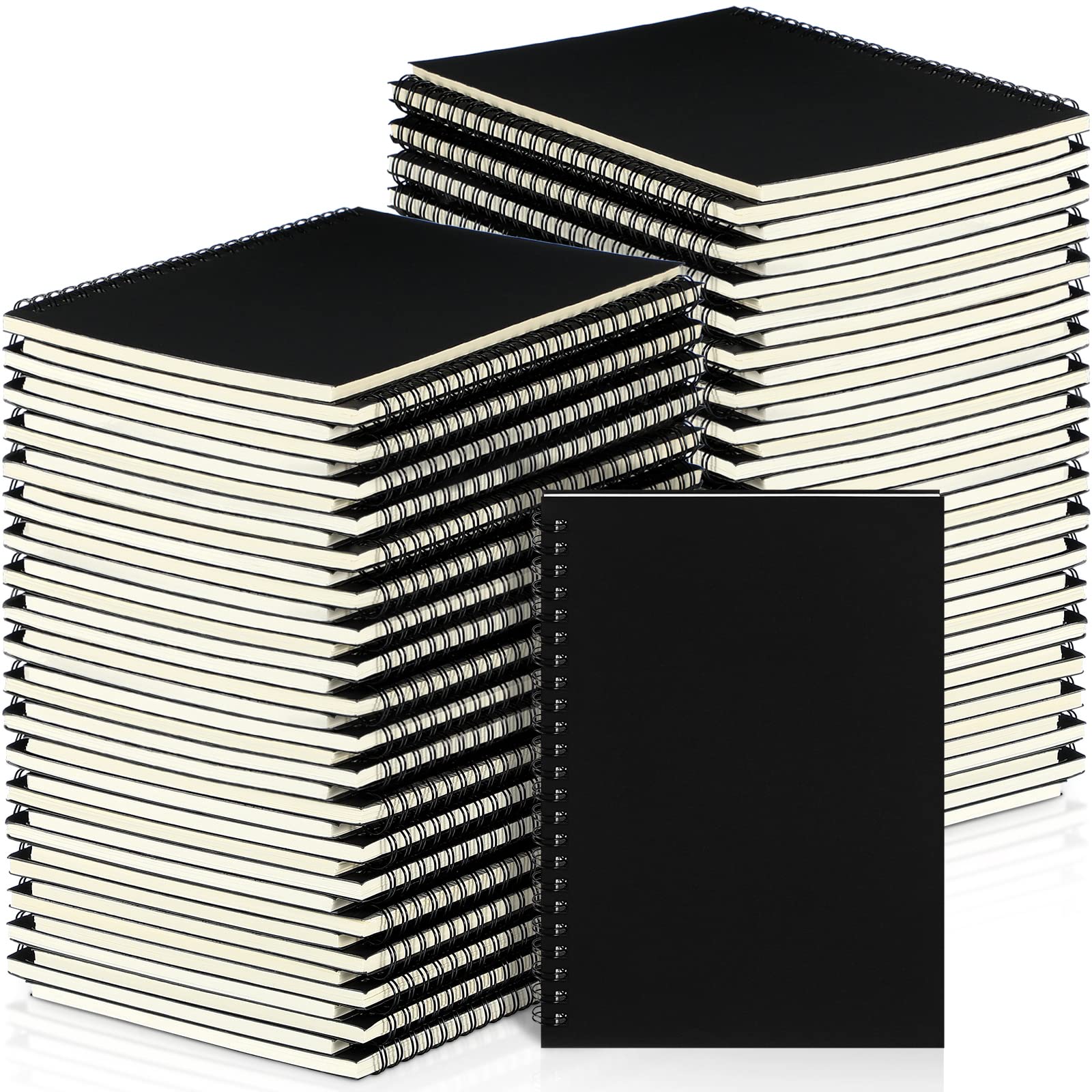 Yahenda Spiral Notebook A5 College Ruled Journal Lined 8.3'' x 5.5'' Bulk Writing Paper Notebook for Office Business School Supplies Christmas End of Year Gift(Black,54 Pcs)