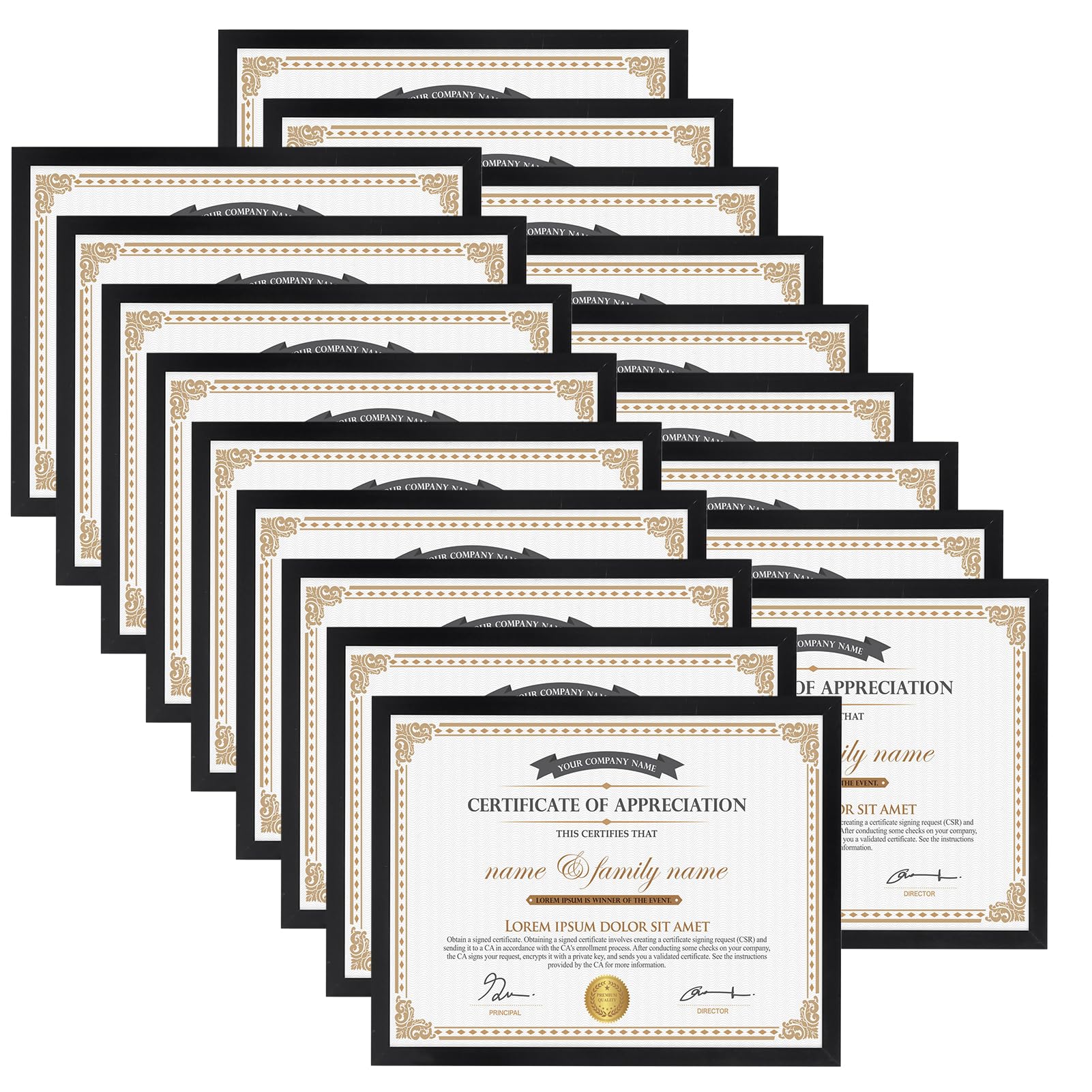 Hoikwo 18 Packs 8.5x11 Black Multi Picture Frames Set, Certificate Frames for Document Diploma Award, Light Weight Bulk 8.5 by 11 Frames Pack for Wall Hanging and Table